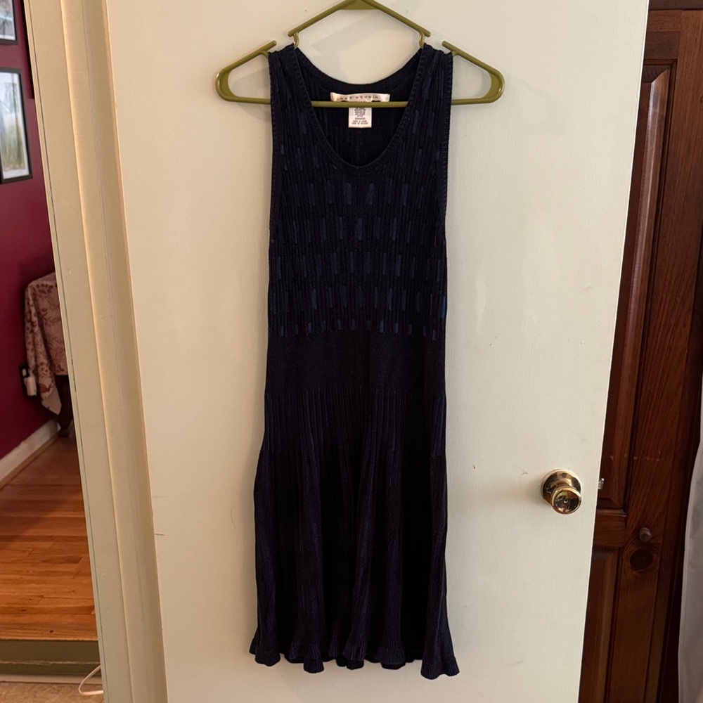 Max Studio Navy Textured sweater Midi Dress